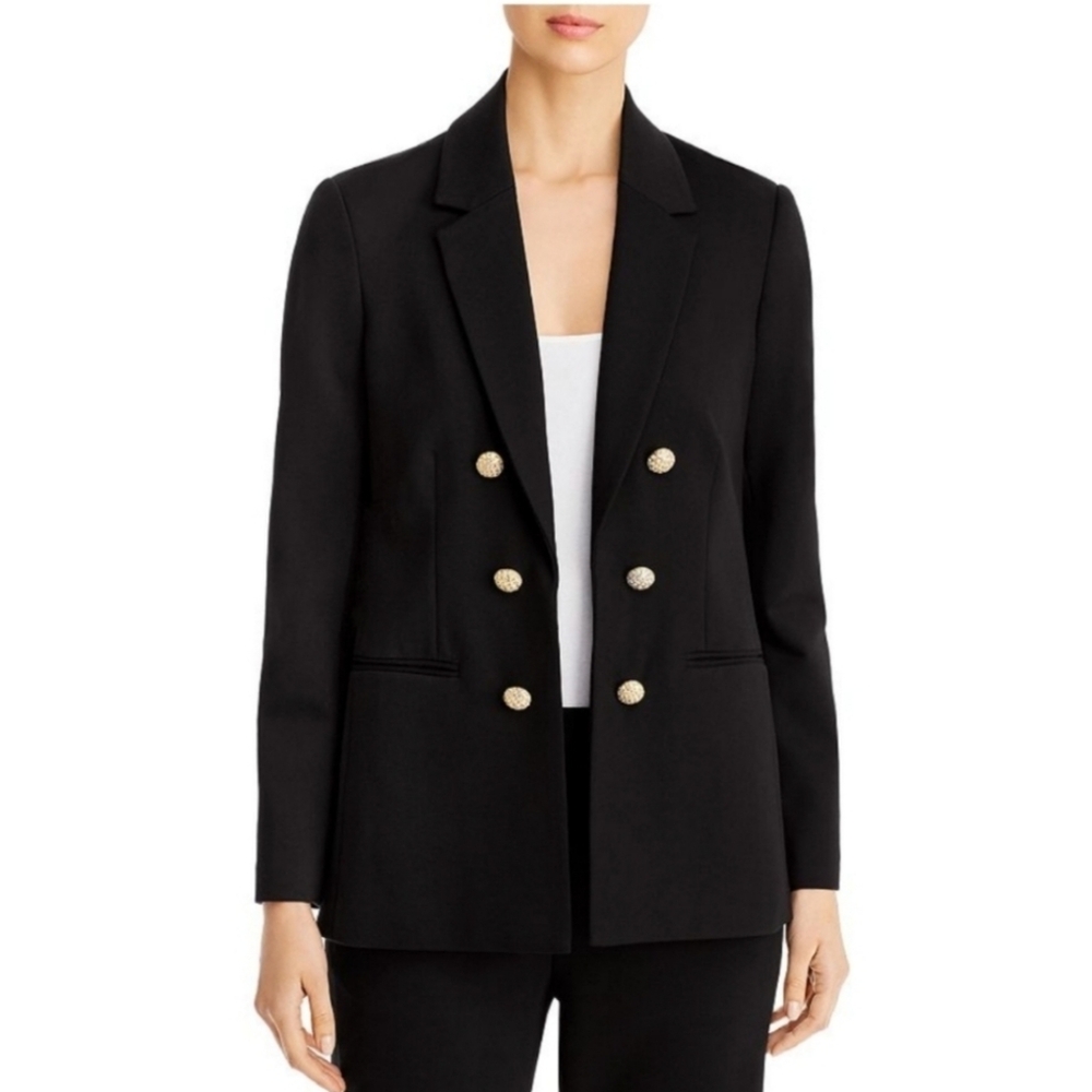 Elie Tahari Black Double-Breasted Blazer With Gold Buttons Size 4